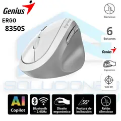 GENIUS - Mouse Ergo 8350s Ai Copilot Vertical White