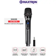 MAXTRON - Microfono Inalambrico SINGER MX708WL BT+WIFI Recargable