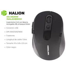 HALION - Mouse Inalambrico Recargable HA-M520W 2 4G