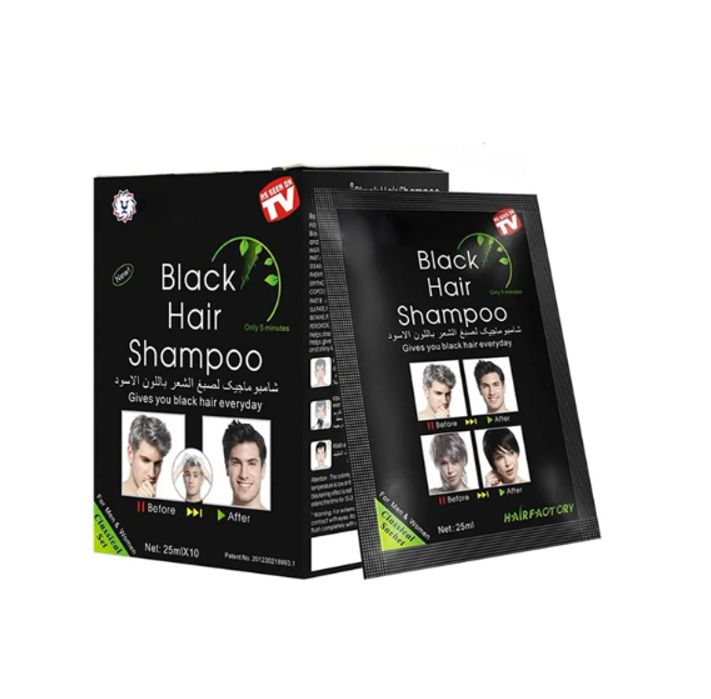 SHAMPOO TINTE NEGRO- CANAS-BARBA-BIGOTE X 10 SACHET