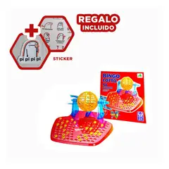 GENERICO - Bingo Clasico para Jugar con Amigos Rojo Y+Regalo Stickers