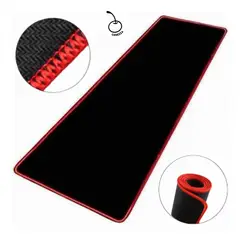 GENERICO - Mouse Pad Antideslizante Gamer Medida 70cm x 30cm Borde Cosido Rojo