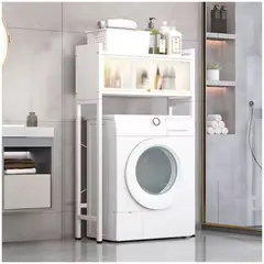 GENERICO - Estante Organizador de Metal para Lavadora Baño 135x70x25cm Blanco