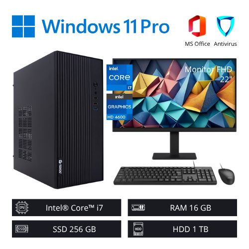 Computadora PC ci7 3,90 GHz 16GB RAM 256GB SSD+1TB HDD - Monitor 22" FHD