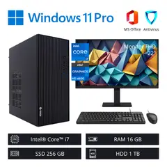 INTEL - Computadora PC ci7 3,90 GHz 16GB RAM 256GB SSD+1TB HDD - Monitor 22" FHD