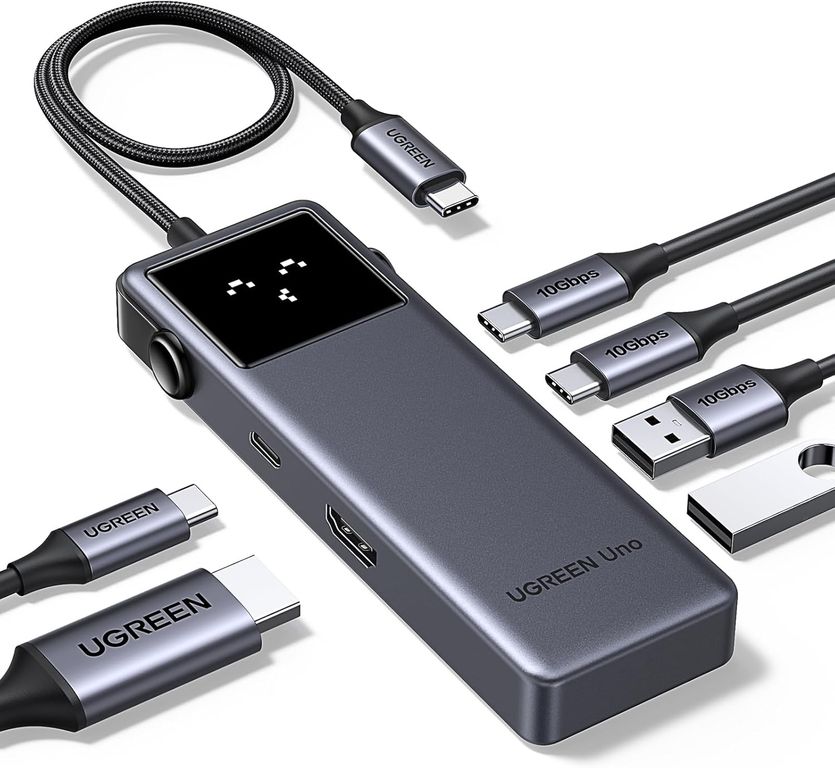 Hub USB-C 6 en 1 con puertos de datos USB-C y USB-A de 10 Gbps