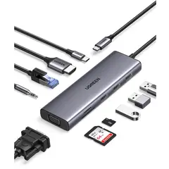 UGREEN - Adaptador USB-C 10 en 1 con monitor dual 4K HDMI y VGA