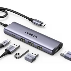 UGREEN - USB C Hub, 5 en 1 Adaptador USB C a 4K 60Hz HDMI, 3 USB 3.0