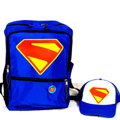GENERICO - Set x2 Mochila Portalaptop + Gorra Trucker Azulino Super