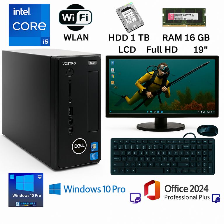Computadora completa D06S I5, RAM 16GB, HDD 1TB + Windows 11P y Office 2024 PP