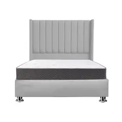 GENERICO - Combo Cama tapizada Roma Pcromadas - 15plz Gris claro + colchón semiortopédico