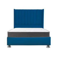GENERICO - Combo Cama tapizada Roma Pcromadas - 15plz Azul + colchón semiortopédico