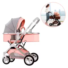 BABYPAL - Coche Bebés Moises Plegable Multifuncional Comodidad Rosado
