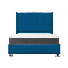 GENERICO - Combo Cama tapizada Cielo - 2plz Azul + colchón semiortopédico