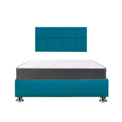 GENERICO - Combo Cama tapizada Selene P cromadas - 15plz Turquesa + colchón semiortopédico