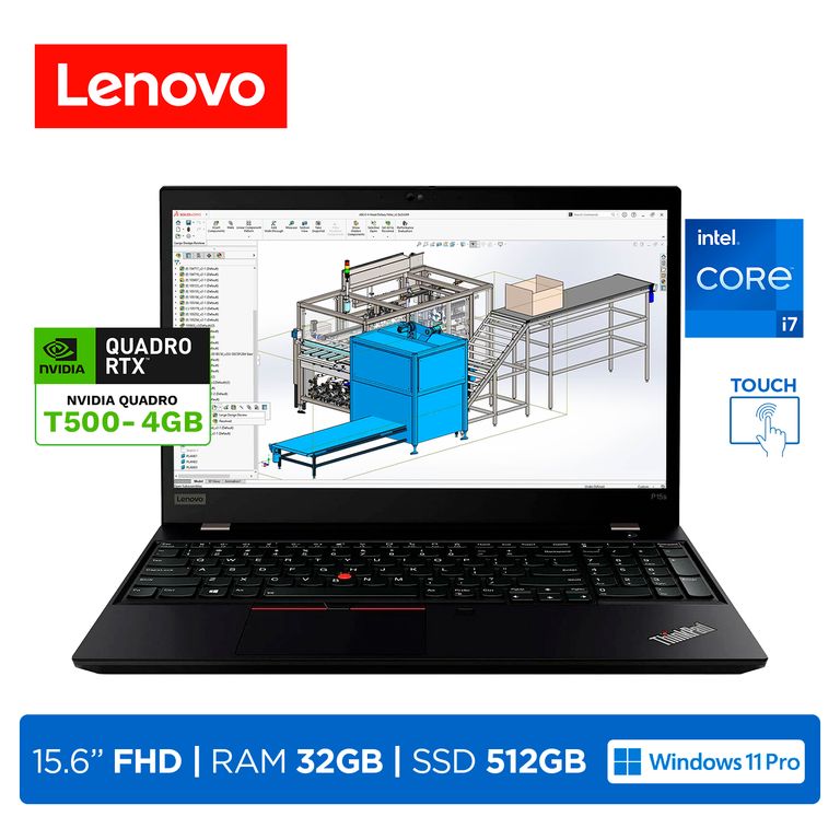 Laptop ThinkPad P15s i7-1165G7 RAM16GB SSD1TB Video 4GB QuadroT500 15.6 FHD Touch W11P Black