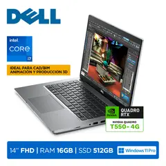 DELL - Laptop Precision 3470,Core i7-1260P,RAM 16GB,SSD 512GB,Video 4GB Quadro T550, LED 14 FHD,W11P,Black