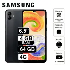SAMSUNG - Celular Galaxy A04 4GB RAM 64GB - Negro