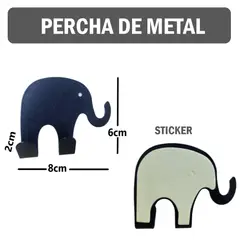 GENERICO - Set 4 Ganchos de Metal Adhesivos Diseño Elefante