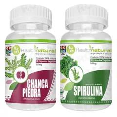 HEALTHNATURAL - CHANCA PIEDRA 500MG + SPIRULINA 500MG