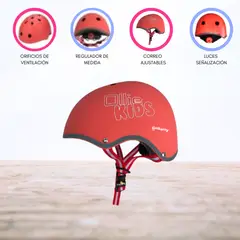 OLLIE - CASCO PROTECTOR REGULABLE PARA NIÑOS «S KIDS» RED