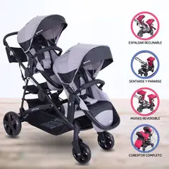 EBABY - Coche Cuna Mellicero para Bebés «DUO PRANT» Gray