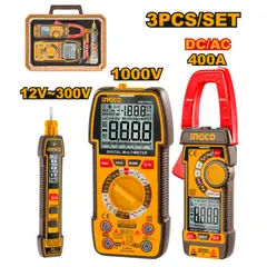 INGCO TOOLS - COS24067 KIT INGO MULTÍMETRO DIGITAL, PINZA AMPERIMÉTRICA Y DETECTOR VOLTAJE