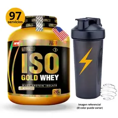 LEVEL PRO - ISOGOLDWHEY DE 3kg VAINILLA CON SHAKER - PROTEÍNA ISOLATADA