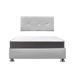 GENERICO - Combo Cama tapizada Sabana Pcromadas - 2plz Gris claro + colchón semiortopédico