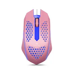 ENKORE - Mouse Gamer LED Alámbrico 1000DPI Rosado Levitron EKM 107P