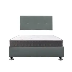 GENERICO - Combo Cama tapizada Sabana Pcromadas - 2plz Gris oscuro + colchón semiortopédico