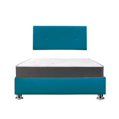 GENERICO - Combo Cama tapizada Sabana Pcromadas - 2plz Turquesa + colchón semiortopédico