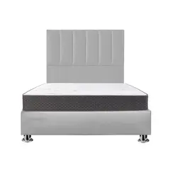 GENERICO - Combo Cama tapizada Luzia Pcromadas - 15plz Gris claro + colchón semiortopédico