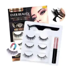GENERICO - Pestañas Postizas Magneticas con pegamento EVER BEAUTY 6D