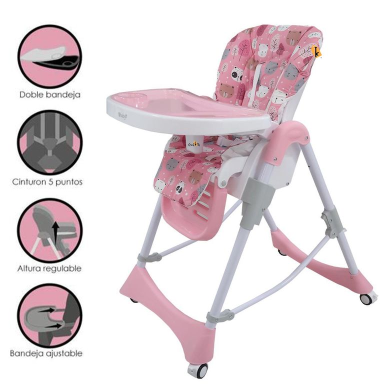 Silla de Comer Graduable LORI PINK