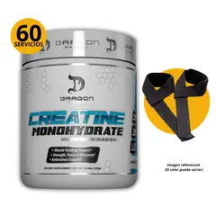 DRAGON - CREATINA PHARMA DE 300gr Y STRAPS - MONOHIDRATADA MICRONIZADA