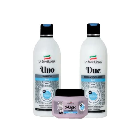 Kit Shampoo + Acondicionador + Máscara MAGIC POS 250 gr - Post Alisado