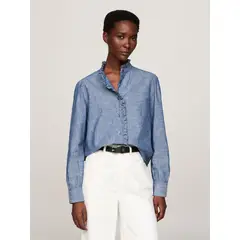 TOMMY HILFIGER - BLUSA CHAMBRAY RUFFLE RELAXED SHIRT