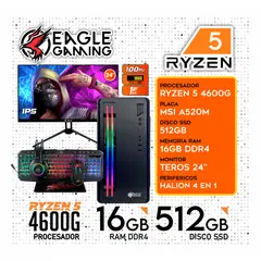 AMD - PC GAMER RYZEN 5 4600G PC COMPLETA RAM16gb SSD 500gb monitor 24