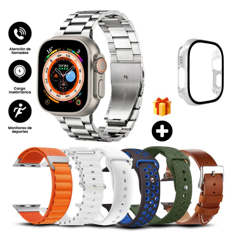 Smartwatch Ultra 9 Dt900 Gris, Con Case + 7 Correas
