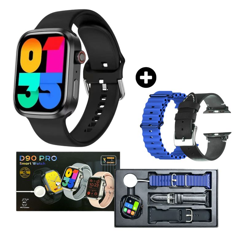 Smartwatch D90 Pro + 3 correas - Azul