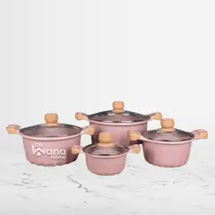 OEM - Set De Ollas Roca Volcanica Antiadherente 8pcs PINK - MGC