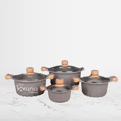 OEM - Set De Ollas Roca Volcanica Antiadherente 8pcs GRIS - MGC