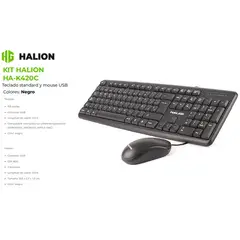 HALION - Kit Teclado+ Mouse HA-K420C USB 105 TECLAS DPI 800
