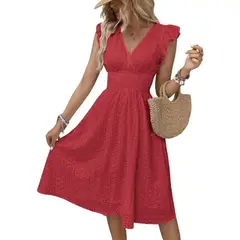 GIOIO - Vestido De Mujer Con Volantes De Encaje