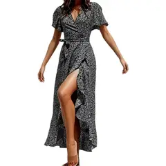 GIOIO - Vestido Estampado De Manga Corta Para Mujer Moda Dama Ropa