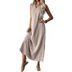 GIOIO - Vestidos Casual Cómodos De Mujer Vestidos De Playa Sueltos Beige