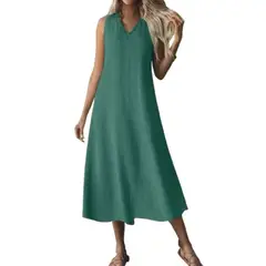 GIOIO - Vestidos Casual Cómodos De Mujer Vestidos De Playa Sueltos Verde