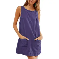GIOIO - Vestido Pana Sin Mangas Urbano Casual Figura Esbelta​ Violeta