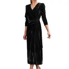 GIOIO - Vestido Gala Terciopelo Estilo Francés Elegante Manga Larga Diseñador​